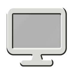Glass  lcd monitor and grey frame isolated on white