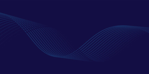 Abstract glowing wave lines on dark blue background. Dynamic wave pattern. Modern flowing wavy lines. Futuristic technology concept.