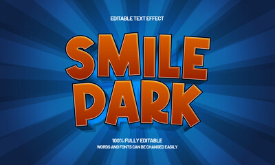 smile park editable text effect with a kids and play text style