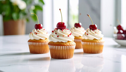 Cherry Cream Cupcakes image