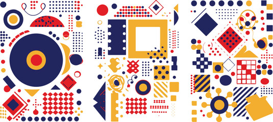 Obraz premium Abstract retro background with overlapping retro circles seamless vector pattern