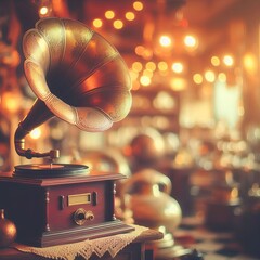Gramophone Bokeh Sharp gramophone with a softly blurred antique