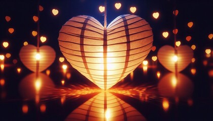 Heart shaped Lanterns Paper lanterns in the shape of hearts glow
