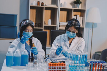 Modern Empty Science Laboratory With Microscopes, Test Tubes And Other Laboratory Equipments