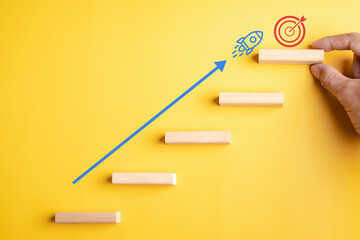 Ambition target to goal success achievement motivation, growth mindset, career progress, and...