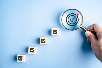 Business step growth success achievement with goal focus, project planning, strategic execution,...