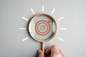 Business target focus with creative idea and innovation, precision, success, vision, and strategic planning.