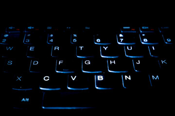 Black keyboard in low light