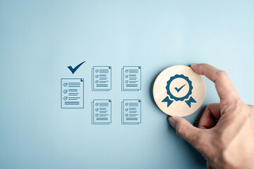 Quality assurance form with document checklist and approval, business compliance, inspection...