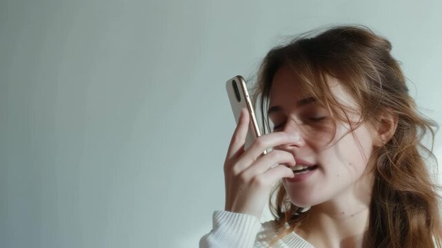 Young woman with  talking on her mobile phone