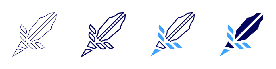 Obraz premium Sword mage icon in 4 different styles. Thin Line, Line, Bold Line, Duotone. Duotone style. Editable stroke