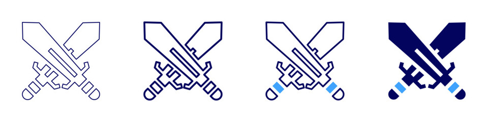 Sword museum icon in 4 different styles. Thin Line, Line, Bold Line, Duotone. Duotone style. Editable stroke