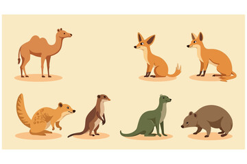 Obraz premium Diverse Animal Set Featuring Desert and Forest Creatures