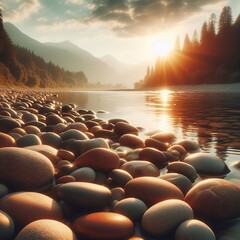 River Stones Smooth and Warm Smooth sun warmed stones along the