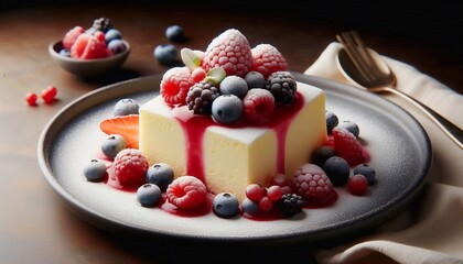 Semifreddo with Summer Berries A slice of cloud like pale yellow