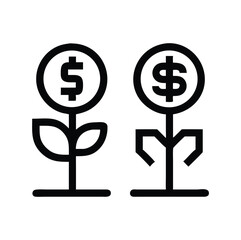 Investment Icons thin line and glyph vector icon stock illustration