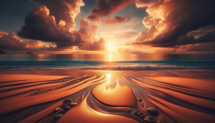 Setting Environment A wide sandy beach gentle waves vast ocean h