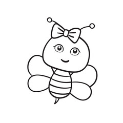 Happy Bee with Bow Vector Illustration