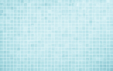 Blue light ceramic wall chequered and floor tiles mosaic background in bathroom, kitchen. Design pattern geometric with grid wallpaper texture decoration pool. Simple seamless abstract surface clean.