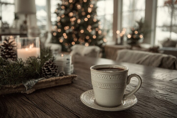 Fototapeta premium minimalist christmas celebration in usa evoking serene and cozy atmosphere