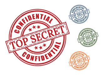 Top Secret Confidential Certified Stamp Collection, Grunge Rubber Private Document Label Set  