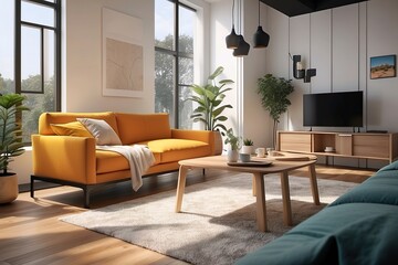 Cozy Living Room with Bright Windows