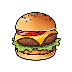 burger with cheese and fries