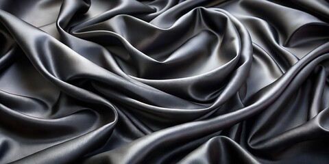 Luxurious black silk fabric draped in elegant folds and shadows