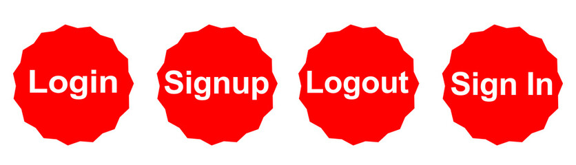 Login Signup Logout Red Badge Icons Set for Website UI and App Buttons