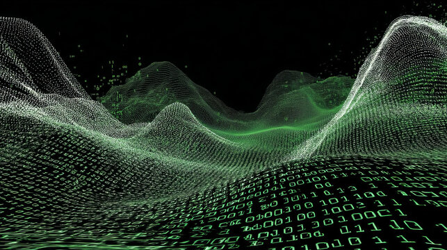 Abstract gradient particle waves seamlessly flowing with soft purple light and bokeh. Orange and blue digital waves. Technology, engineering, science, and artificial intelligence background - Powered by Adobe