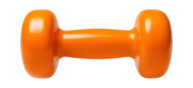 Vinyl-coated dumbbell with a smooth contour shape and bright orange hue