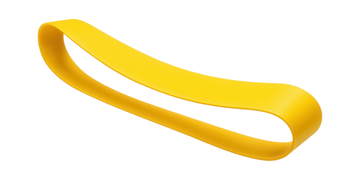 Flat latex exercise band in bright yellow for rehabilitation exercises