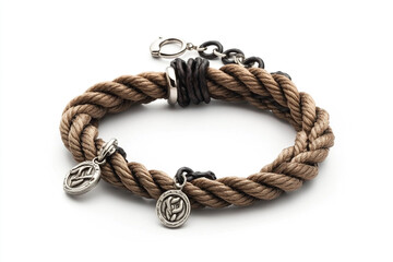 Custom Charm Braided Rope Bracelet in Modern 3D Jewelry Style
