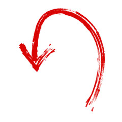 手描きの曲がった下向きの矢印のイラスト