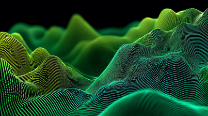 Abstract gradient particle waves seamlessly flowing with soft purple light and bokeh. Orange and blue digital waves. Technology, engineering, science, and artificial intelligence background