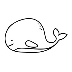 Cute Whale Line Art Animal Sea Icon