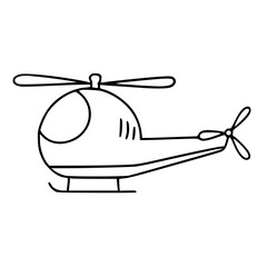 Helicopter Line Drawing Minimal Flying Transport Icon