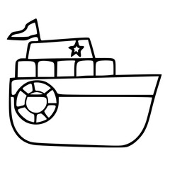 Cruise Ship Line Drawing Transportation Vector Icon