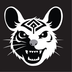 Mouse or Rat Mascot Head in Tribal Bold Style