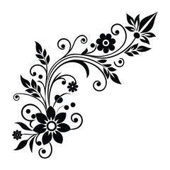 Elegant Black Floral Design Vector Free Download