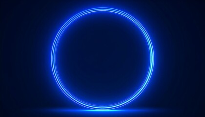 Fototapeta premium Bright blue glowing circle on dark background