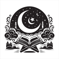 holy quran silhouette , black colour vacktor