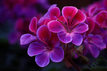 Geranium flowers: Vibrant pink close-up, soft focus