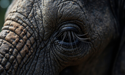 A Shot of an Elephant's Long, Dark Eyelashes, with an Ultra-Sharp Focus on a Single, Perfectly Curved Lash