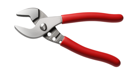 Multi-position slip joint pliers with a bright red plastic grip, designed for a home DIY toolbox.