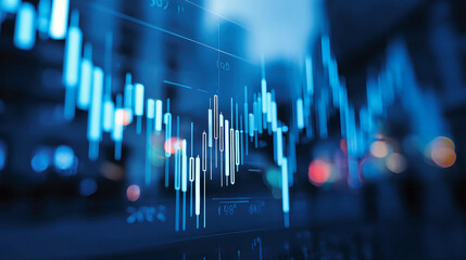 Digital stock market background featuring candlestick chart and