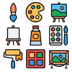 Painting Icons: Modern Minimalist Vector Illustrations for Art Business