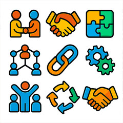 Partnership Icons: Professional Vector Set for Business Collaboration