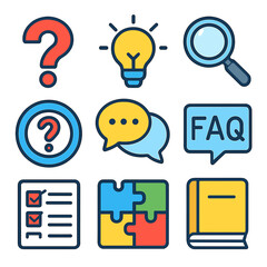 Question Mark Icons:  Versatile Vector Set for FAQ & Help