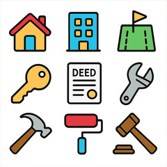 Property Icon Set:  High-Quality Vector Icons for Real Estate & Business